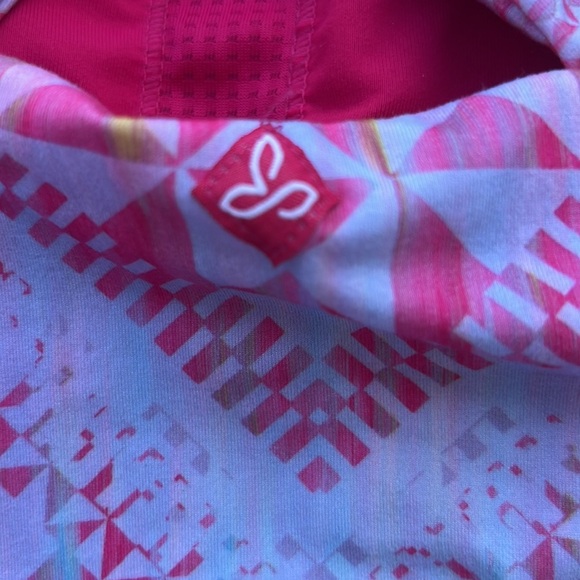 PrAna Pink Geo Pattern Bra Lined Active Yoga Workout Tank Top Women's Size S - Picture 4 of 6